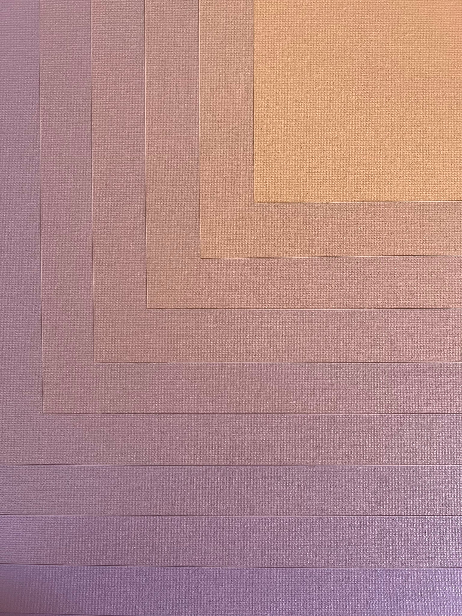 Abstract artwork with concentric squares transitioning from a peach center to lavender edges in a smooth gradient.